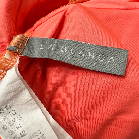 La Blanca Island Goddess Off Shoulder Ruffle One Piece - Hot Coral Swim Suit 10 - Picture 7 of 13